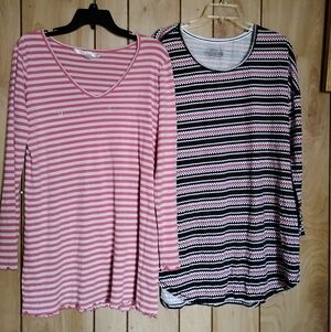 Victoria's Secret Pink and Black Striped Long Sleeve Gowns